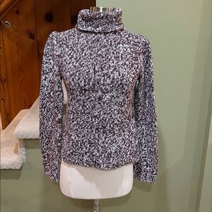 Vintage Y2K J. Crew Puff Sleeve Brown/Cream Cotton Turtleneck Sweater Small